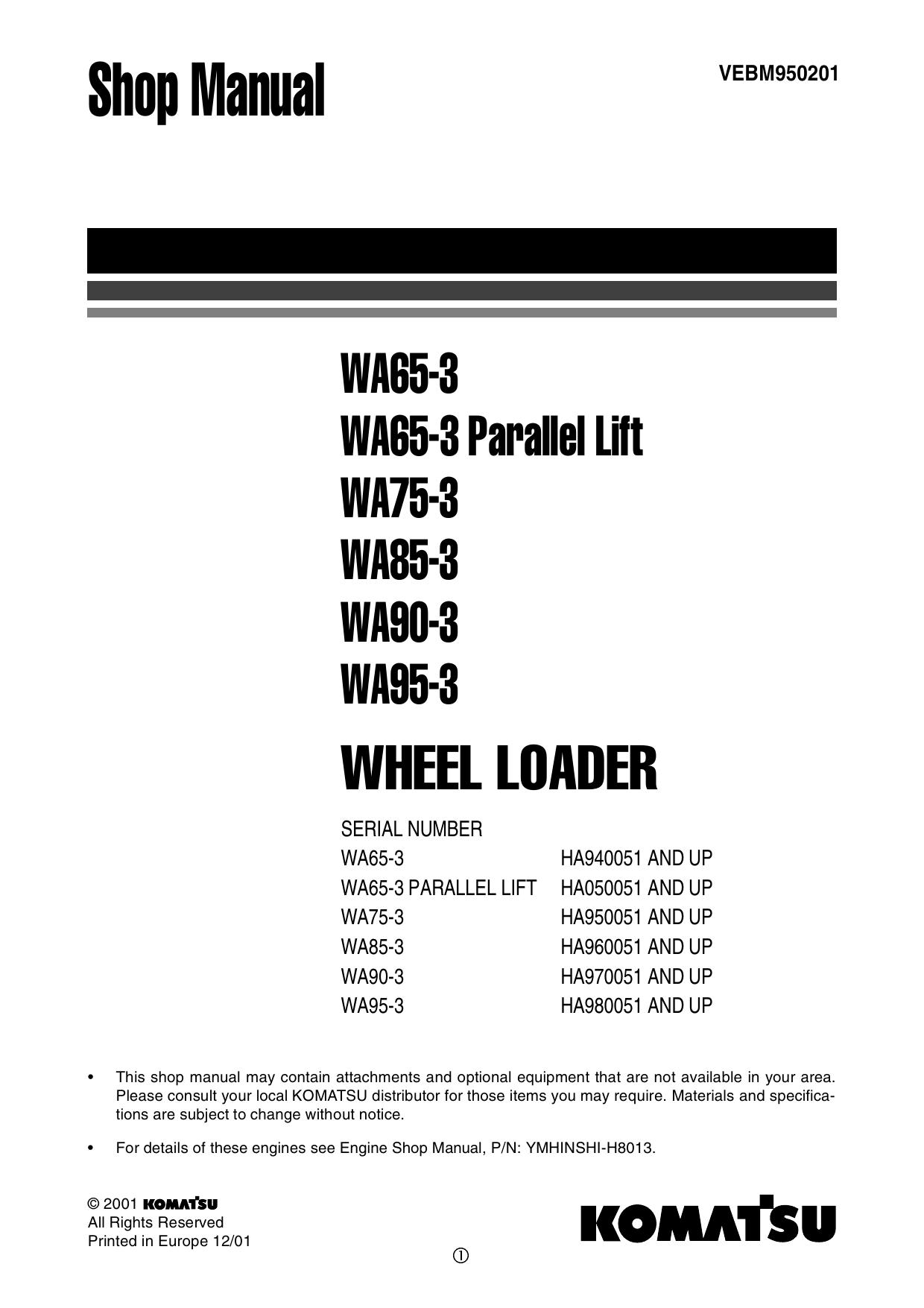 WA95-3 WA90-3 WA85-3 WA65-3 Parallel Lift